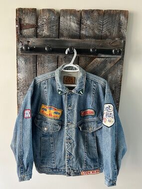 Men's Vintage Code Bleu Jean Jacket w/Patches & Embroidery